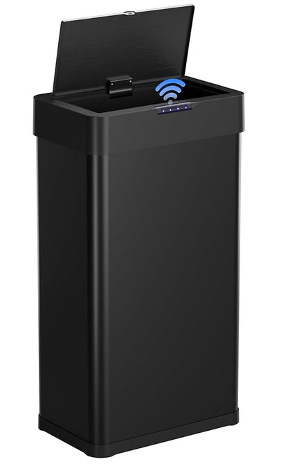 Arlopu Automatic Trash Can, Sensor Motion Stainless Steel Garbage Bin,