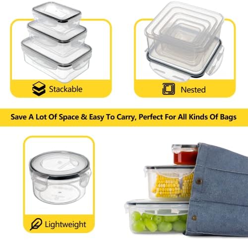 34 PCS Food Storage Containers Set with Airtight Lids (17 Lids &17 Containers) - BPA-Free Plastic Food Container for Kitchen Storage Organization, Fruit Meal-prep Containers with Labels & Marker