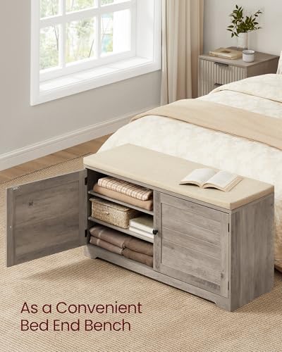 VASAGLE 3-Tier Shoe Storage Bench with Cushion, 14 x 39.8 x 20.7 Inches