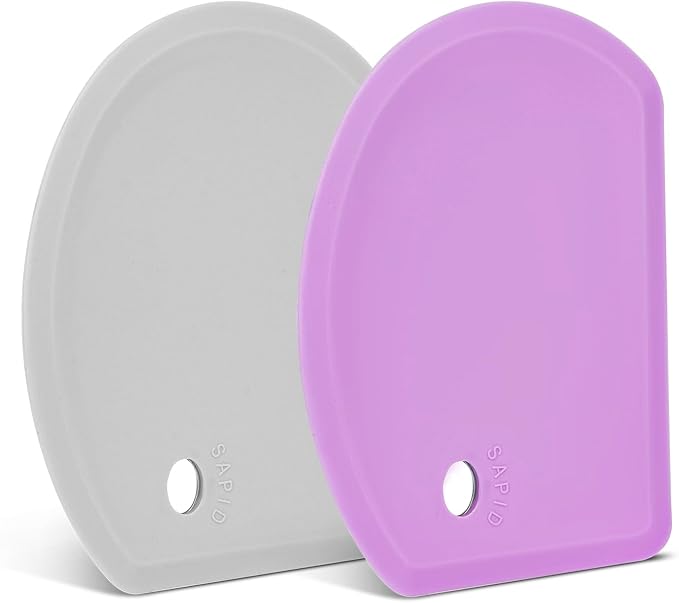 Silicone Dough Scraper with Stainless Steel Sheet, Curved Edge Flexible Bowl