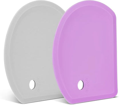 Silicone Dough Scraper with Stainless Steel Sheet, Curved Edge Flexible Bowl