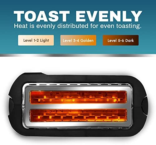 Elite Gourmet 4-Slice Long Slot Toaster, Countdown, 6 Shades, Warming Rack