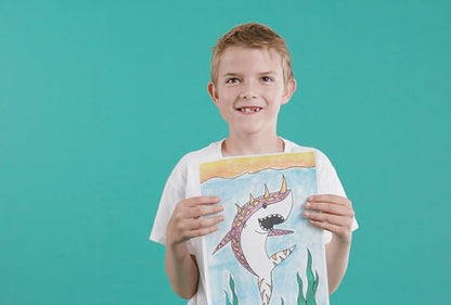 Guide Dots Kid’s Discover Art Kit with Light Up Bright Board – Children’s Drawing Kit – Video Instructions – Art Supplies, Markers, Chalk Pastels – Gift for Boys & Girls – Ages 4-7