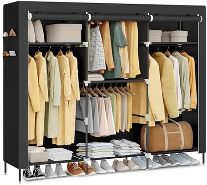 SONGMICS Portable Closet, Fabric Wardrobe, Clothes Rack with Shelves