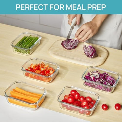 Vtopmart 5Pack 22oz Glass Storage Containers with Lids, Green
