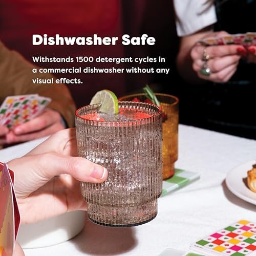 TOSSWARE RESERVE 12oz Fluted Tumbler SET OF 24, Premium Quality, Tritan Dishwasher Safe & Heat Resistant Unbreakable Plastic Ripple Glasses