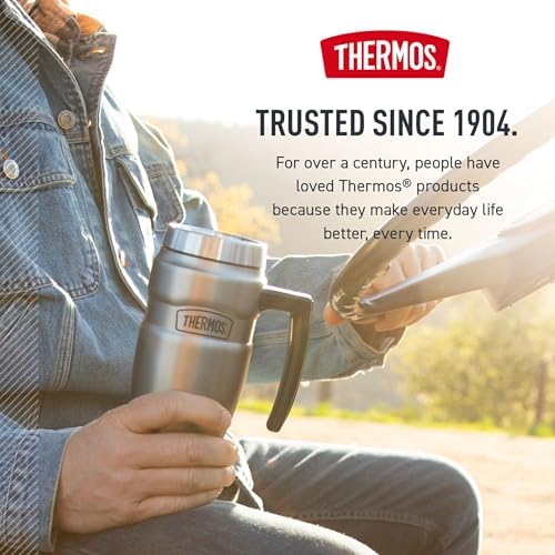 THERMOS Stainless King Travel Mug with Handle, 16oz, Matte Green