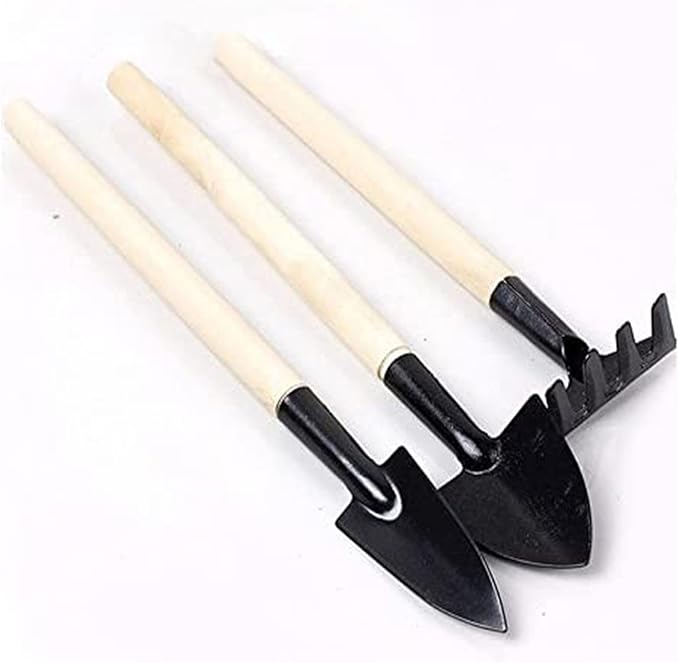 6 Pcs Garden Tools Mini Gardening Kit Plant Potted Flower Gadget Wooden Handles for Transplanting Seedlings, Cultivating and Weeding Flowers and Vegetable Seedlings