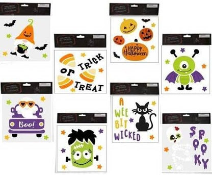 Fall Halloween Gel Sticker Window Clings Decoration Bundle with Ghost Bat Black Cat