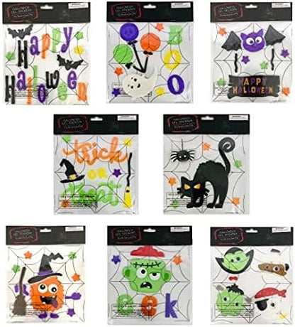 Fall Halloween Gel Sticker Window Clings Decoration Bundle with Ghost Bat Black Cat