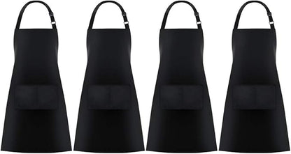 Jubatus 4 Pack Bib Aprons with 2 Pockets Cooking Chef Kitchen Apron