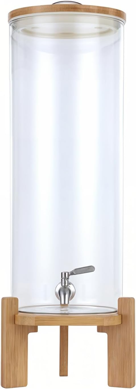 Beverage Dispenser, 3.5 Gallon Glass Drink Dispenser