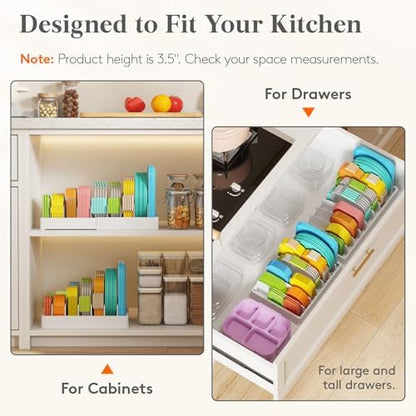 Lifewit Kitchen Cabinet Organizer for Food Contanier Lid with 7 Sections