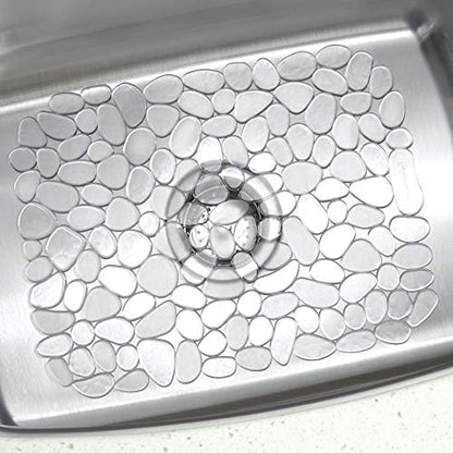 iDesign Pebblz Large Plastic Sink Grid, Non-Skid Dish Protector Mat for Kitchen, Bathroom, Basement, Garage, 11.75" x 15.75" - Clear (Pack of 2)