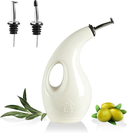 Sweejar Ceramic Olive Oil Dispenser Bottle, 24 Oz Opaque Cruet Protects EVOO