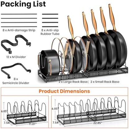 MUDEELA Expandable Pot Pan Lid Organizers inside Cabinet, 10 Divider 2-Pack