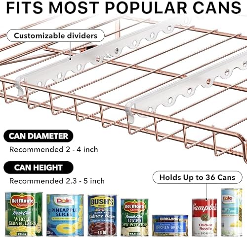 Simple Houseware 3-Tier Stackable Can Organizer Rack 36 Cans, Rose Gold