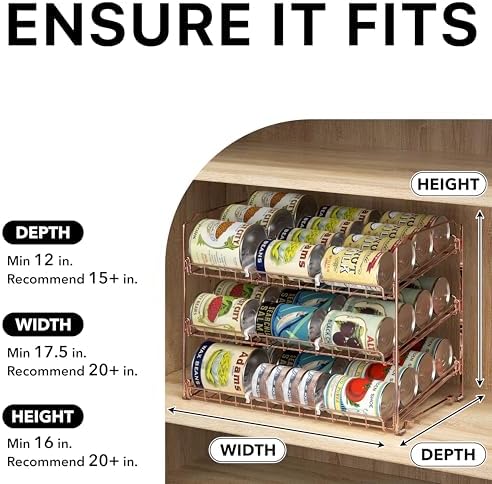 Simple Houseware 3-Tier Stackable Can Organizer Rack 36 Cans, Rose Gold