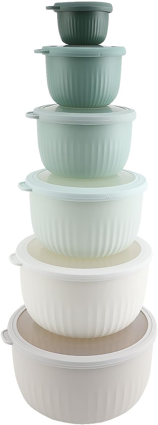 COOK WITH COLOR Prep Bowls with Lids- Wide and Deep Nesting Plastic Small