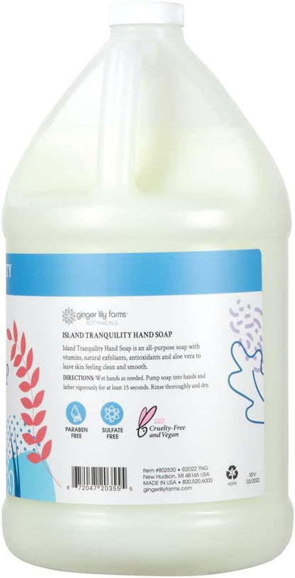 Ginger Lily Farms Botanicals Plant-Based Liquid Dish Soap, Concentrated Formula & Botanicals All-Purpose Liquid Hand Soap Refill, Island Tranquility