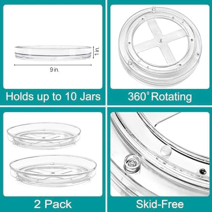 Sorbus Lazy Susan Organizer, Clear Turntable Organizer (2 Flat + 2 Tiered)