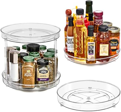 Sorbus Lazy Susan Organizer, Clear Turntable Organizer (2 Flat + 2 Tiered)