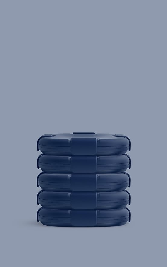 STOJO Collapsible Sandwich Box – 24oz, Reusable Food Storage Container, Silicone Bowl for Hot/Cold Food – Meal Prep, Lunch, Camping, Hiking – Dishwasher Safe (Set of 5, Denim)