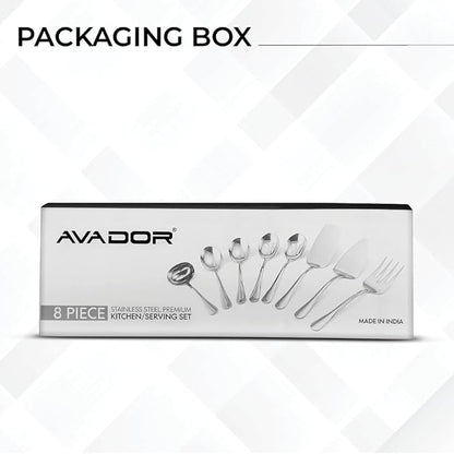 Avador® Premium Set of 8 Stainless Steel Hostess Serving Unitensil Tool Set for Weddings | Buffer | Party | Kitchen | Restaurants