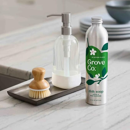 Grove Co. Dish Soap Refill, 1 x 16 fl oz Refill, Apple & Pear Blossom | Plastic-Free; Removes Stuck on Food; USDA Biobased; 98% plant-based ingredients; Natural Fragrance
