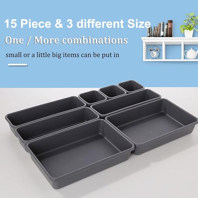 Kutesna 15 PCS Interlocking Desk Drawer Organizer Separator