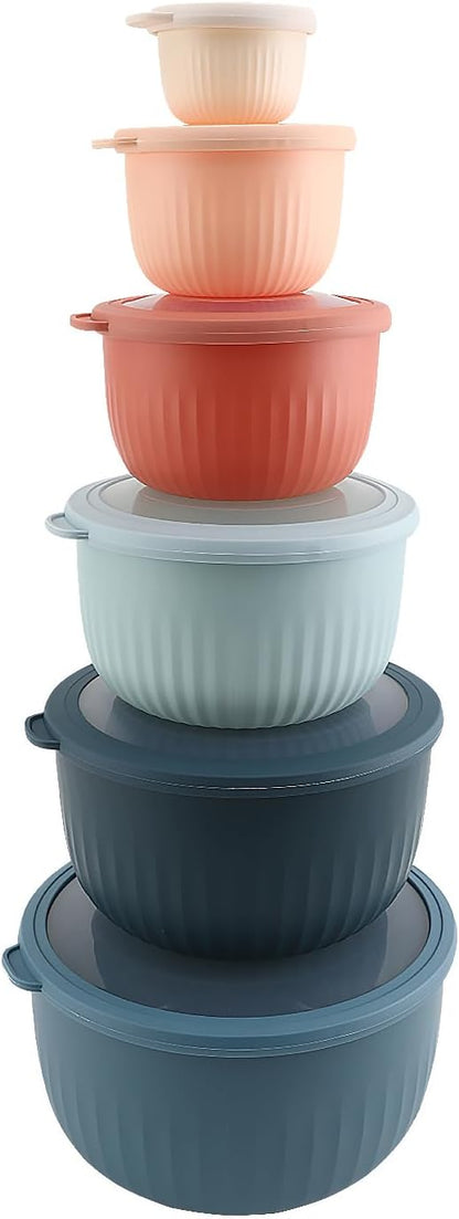 COOK WITH COLOR Prep Bowls with Lids- Wide and Deep Nesting Plastic Small