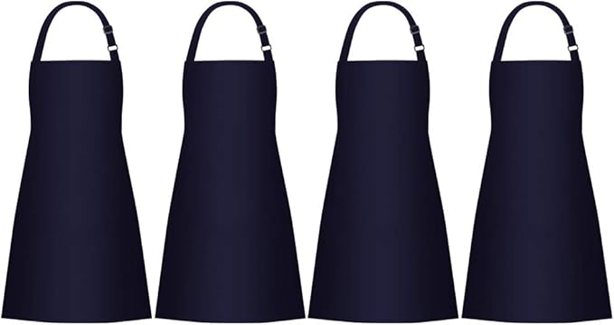 Jubatus 4 Pack Bib Aprons with 2 Pockets Cooking Chef Kitchen Apron