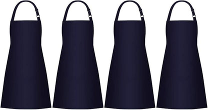 Jubatus 4 Pack Bib Aprons with 2 Pockets Cooking Chef Kitchen Apron