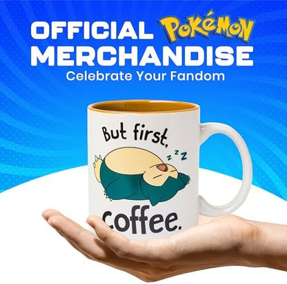 Silver Buffalo Pokémon Snorlax But First Coffee Quote, Ceramic Mug, 20oz
