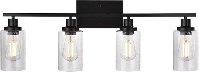 WINSHEN Black 4-Light Bathroom Light Fixtures