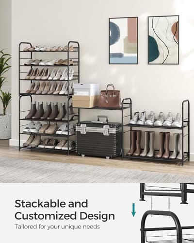 SONGMICS 4-Tier Stackable Metal Shoe Rack, Holds Up to 16 Pairs of Shoes
