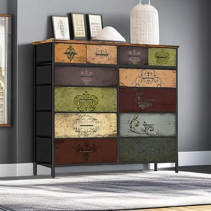 Dresser for Bedroom with 12 Drawers, Tall Fabric Drawer Dresser, Chest of