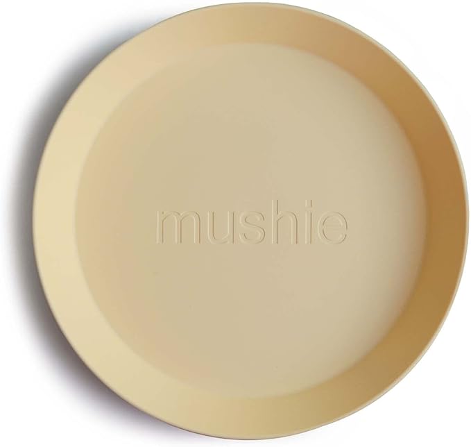 mushie Round Dinnerware Plates for Kids | Made in Denmark, Set of 2 (Daffodil)