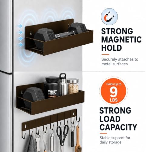 SMRCAD Metal Magnetic Spice Rack 4 Pack with Hook – Heavy-Duty