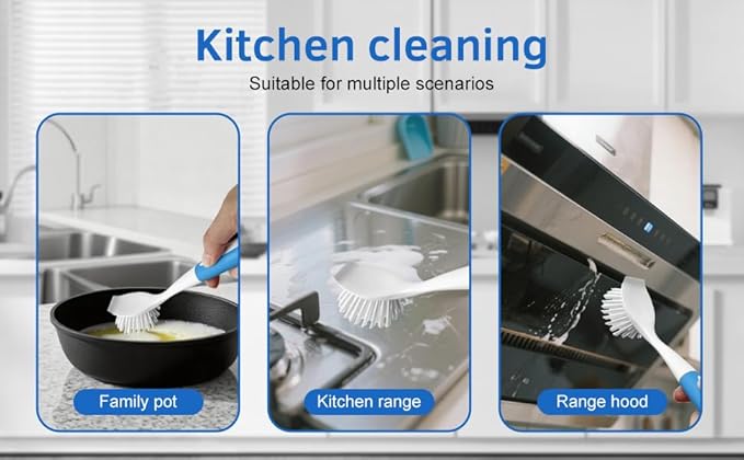 Long Handle Kitchen Cleaning Brush Set of 2, Long Handle Tableware Brush