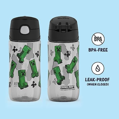 THERMOS FUNTAINER 16 Ounce Plastic Hydration Bottle with Spout, MINECRAFT (Pack of 6)
