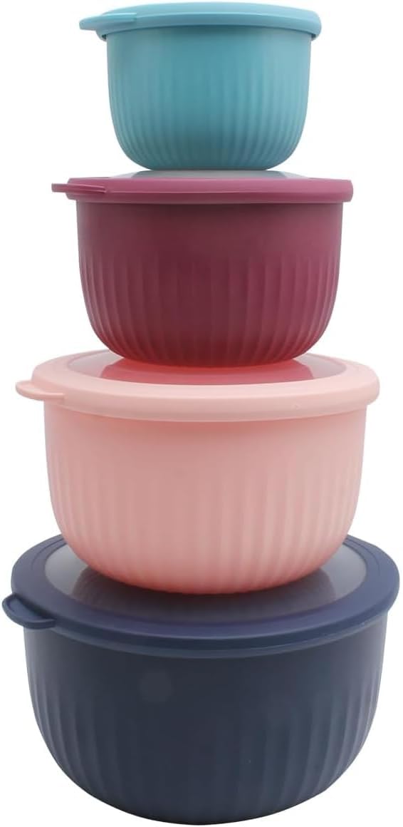COOK WITH COLOR Prep Bowls with Lids- Wide and Deep Nesting Plastic Small