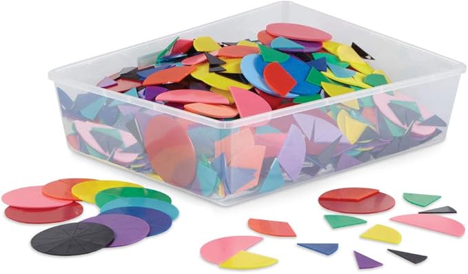 hand2mind Plastic Rainbow Fraction Circles, Circle Manipulatives, Fraction Tools for Kids, Math School Supplies, Montessori Math Materials, Classroom Math Manipulatives 4th Grade (15 Sets of 51)