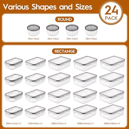 KEMETHY Large 48 Piece Food Storage Containers with Airtight Lids, BPA-free