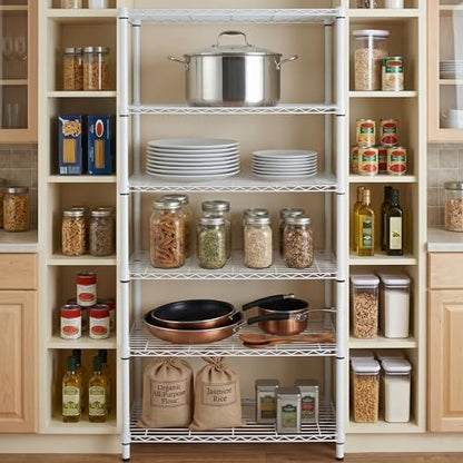 Honey-Can-Do 5-Tier White Wire Shelving Unit, 200 lb/Shelf, 36x14x72 in
