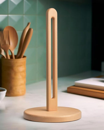 KitchLife Wooden Paper Towel Holder Countertop, 6.5" Jumbo Base, Fits Jumbo