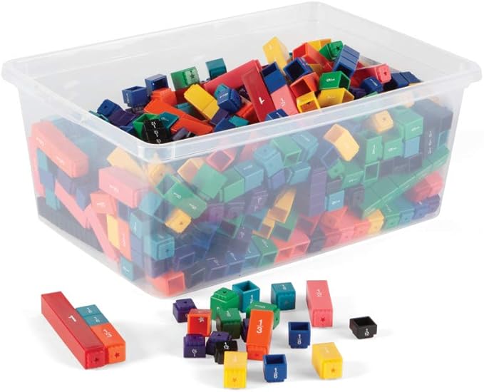 hand2mind Rainbow Fraction Tower Cubes, Montessori Math Materials, Fraction Manipulatives, Unit Fraction, Fraction Cubes, Math Manipulatives for Elementary School, Homeschool Supplies (15 Sets)