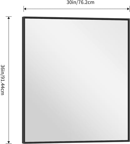 Black Bathroom Mirror for Wall, 30x36 Inch Rectangle