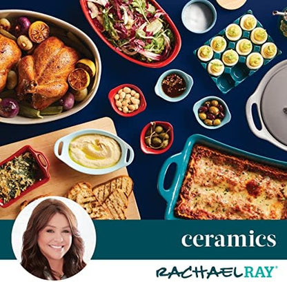 Rachael Ray Ceramics Au Gratin Set, Oval, Two 12-ounce, Light Sea Salt Gray