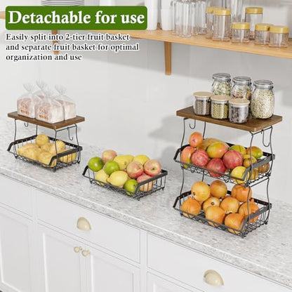 OKZEST 3-Tier Fruit Basket Fits Between Countertop & Upper Cabinet, 16.8" H